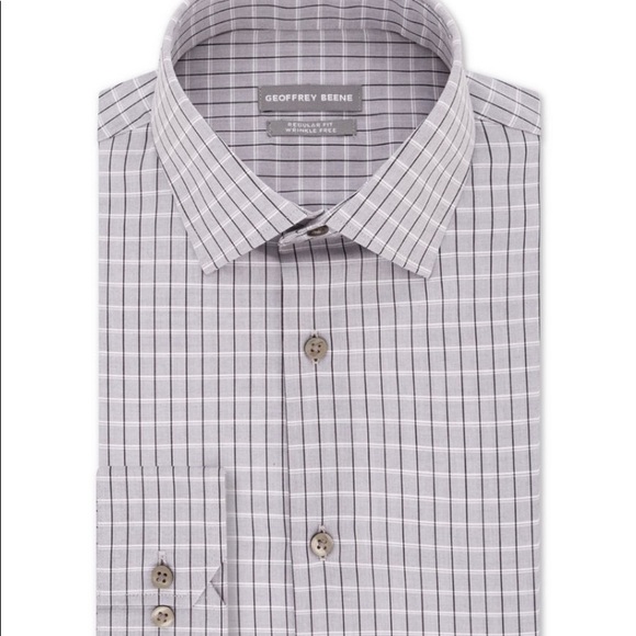 geoffrey beene classic fit dress shirts Geoffrey Beene Mens Gray Regular-Fit Stretch Flex Dress Shirt XL 17-17.5 34-35, Men's